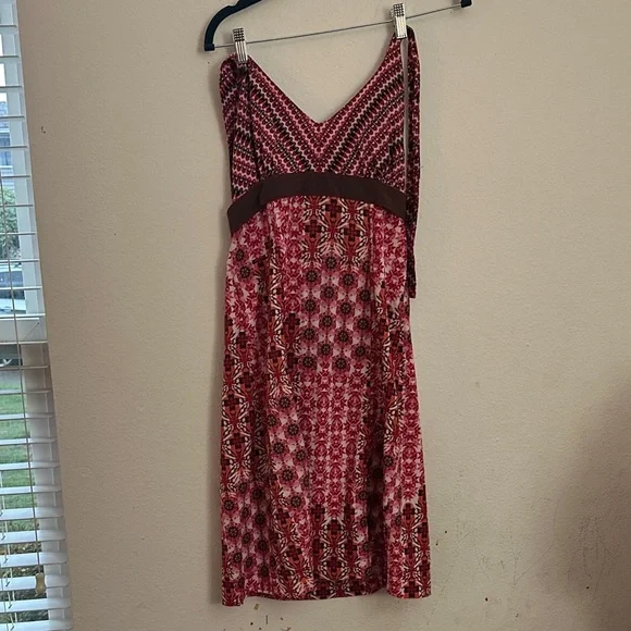 athleta halter dress Pink Patterned Halter Neck Dress